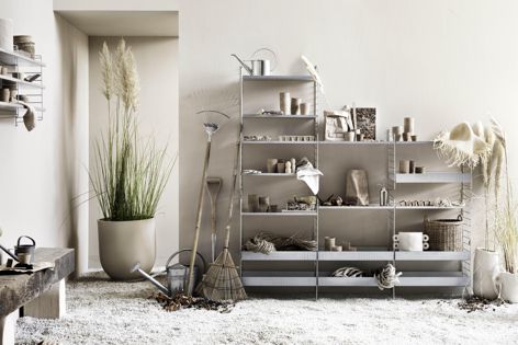 String Galvanized is an elegant and minimalist outdoor shelving system manufactured in Sweden and available from Great Dane.