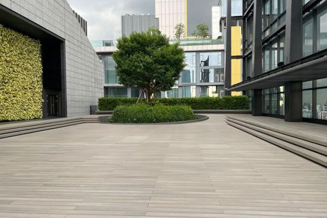 NewTechWood composite decking boards are available in an extensive range of colours – from traditional teak to an ultra-modern blackened wood finish.