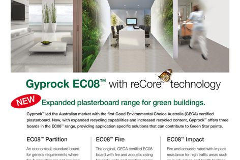 Gyprock EC08 plasterboard with ReCore technology