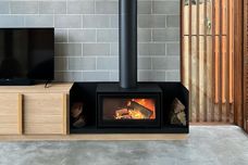 Freestanding wood-burning fireplace