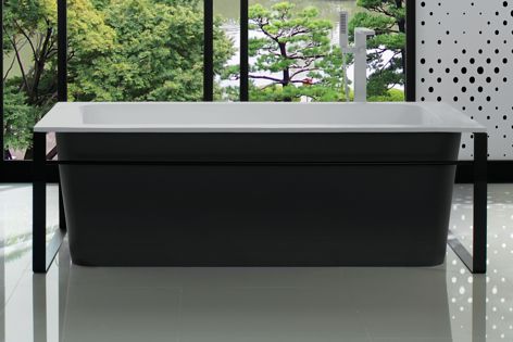 The Modul bath is available with a white, black, grey, mint blue or beige exterior finish.