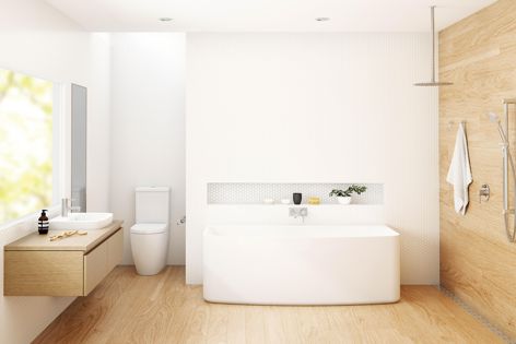 The Caroma Urbane Collection from GWA features toilet suites, basins and a back-to-wall bath.