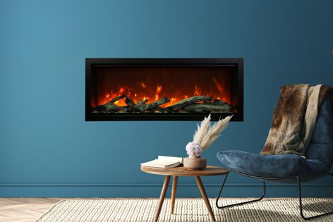 The Amantii range of bespoke electric fireplaces feature two different flame styles and can be enjoyed with or without heat.
