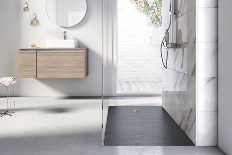 Stylish and minimalist, Roca’s Cyprus Stonex shower floor is available in four finishes and sizes, with customization options available. 