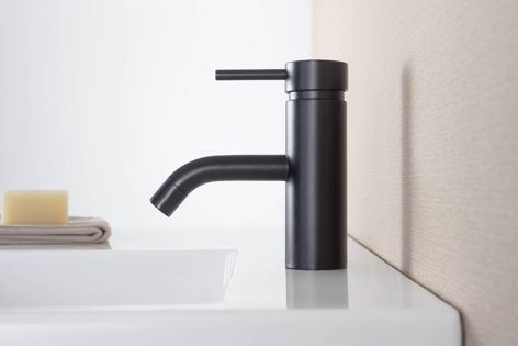 The Liano collection includes toilet suites, basins and both black and chrome tapware and accessories.